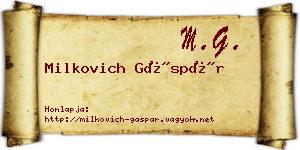 Milkovich Gáspár névjegykártya